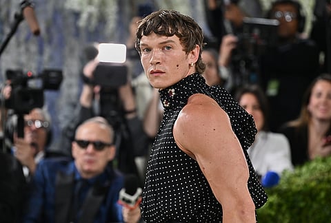 Connor Storrie arrives at The Metropolitan Museum of Art's Costume Institute benefit gala celebrating the opening of the "Costume Art" exhibition in New York. 
