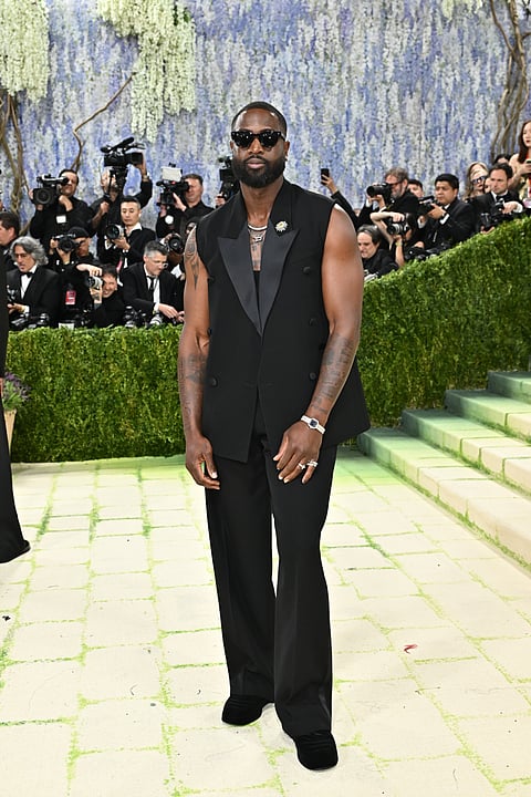 Dwyane Wade arrives at The Metropolitan Museum of Art's Costume Institute benefit gala celebrating the opening of the "Costume Art" exhibition on Monday, May 4, 2026, in New York.