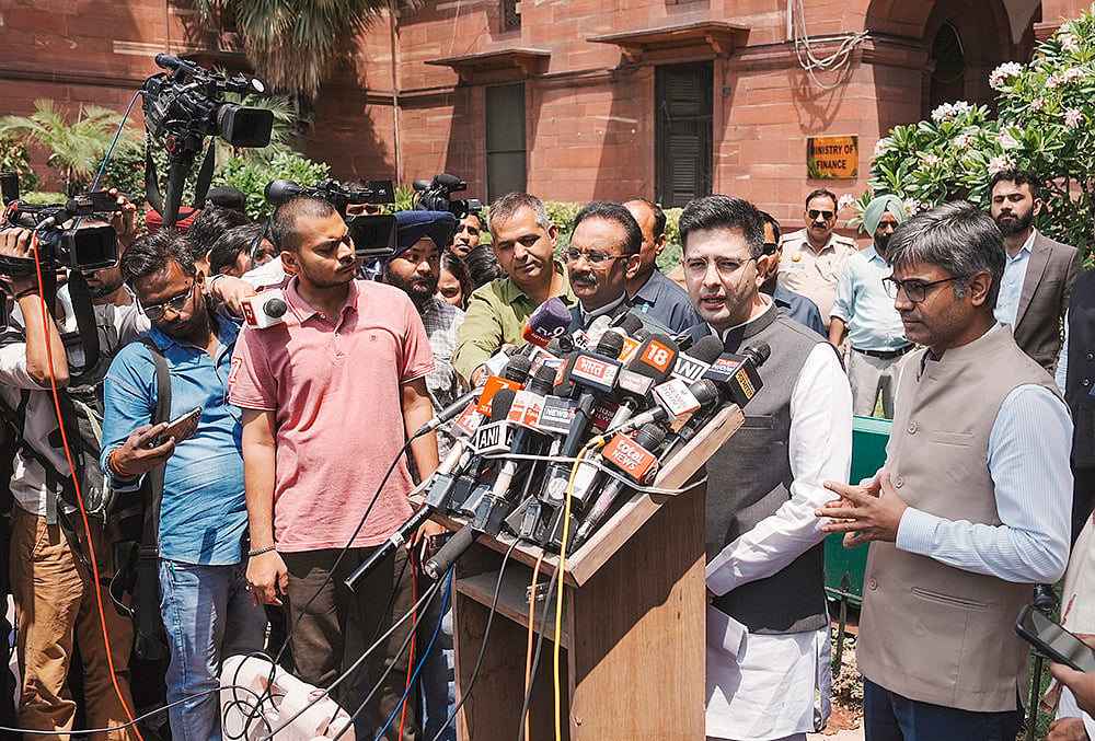 Raghav Chadha addresses the media 