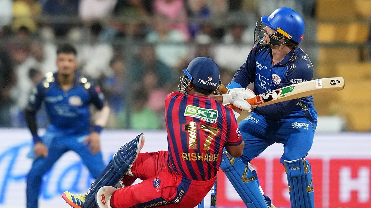 Lucknow Super Giants' captain Rishabh Pant hits a boundary during the Indian Premier League cricket match between Mumbai Indians and Lucknow Super Giants in Mumbai, India, Monday, May 4, 2026. - (AP Photo/Rafiq Maqbool)