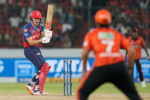 Punjab Kings' Cooper Connolly plays a shot during the Indian Premier League cricket match between Sunrisers Hyderabad and Punjab Kings in Hyderabad, India.