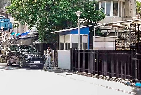 A general view of TMC MP Abhishek Banerjee's residence after security was withdrawn following the party's Assembly election loss, in Kolkata.