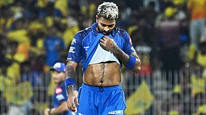 | Photo: AP : Mumbai Indians' captain Hardik Pandya reacts in the field during the Indian Premier League cricket match between Chennai Super Kings and Mumbai Indians in Chennai, India, Saturday, May 2, 2026.