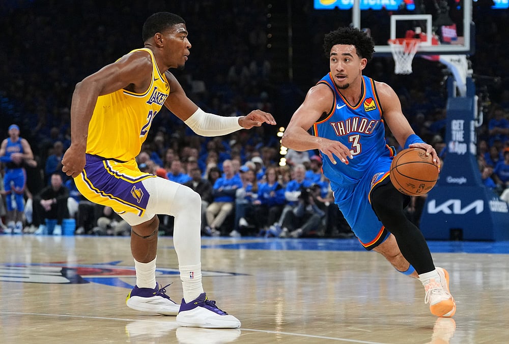 Lakers vs Thunder NBA basketball playoffs-Jared McCain