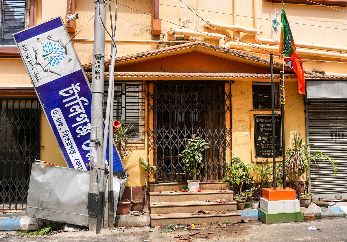 Kolkata: Former minister and TMC leader Aroop Biswas's office vandalised following the West Bengal Assembly elections result, at Tollygunge, in Kolkata, Tuesday, May 5, 2026.  -  PTI