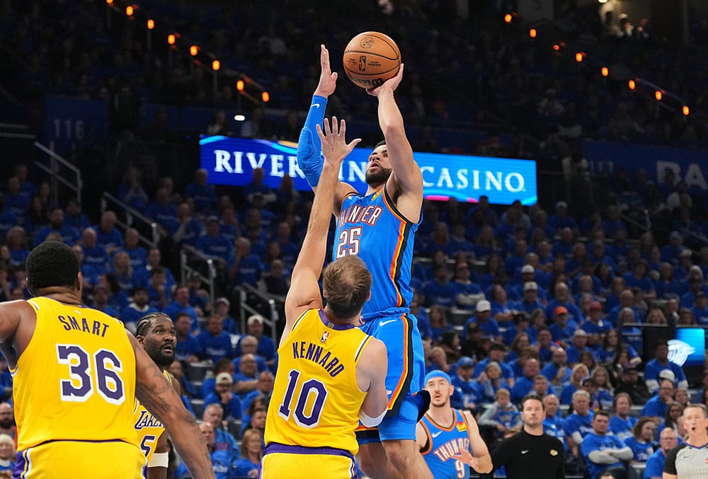 Lakers vs Thunder NBA basketball playoffs-Ajay Mitchell