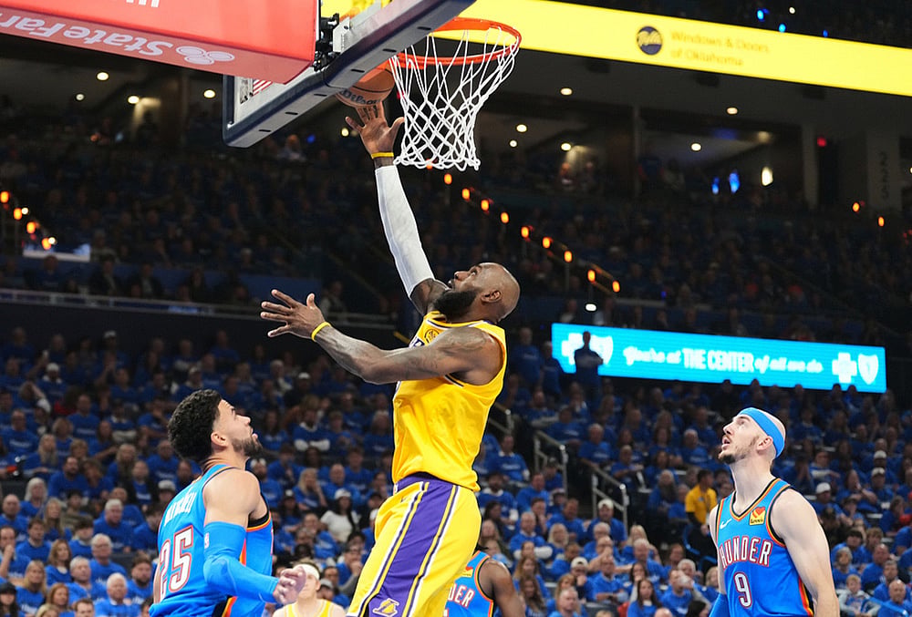 Lakers vs Thunder NBA basketball playoffs-LeBron James