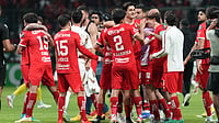 Toluca 4-0 LAFC, CONCACAF Champions Cup 2026: Helinho And Del Villar Goals Seal All-Mexico Decider | Photo: AP/Fernando Llano : Players of Mexico's Toluca celebrate after beating the United States' Los Angeles FC during a CONCACAF Champions Cup second leg semifinal soccer match in Toluca, Mexico, Wednesday, May 6, 2026.