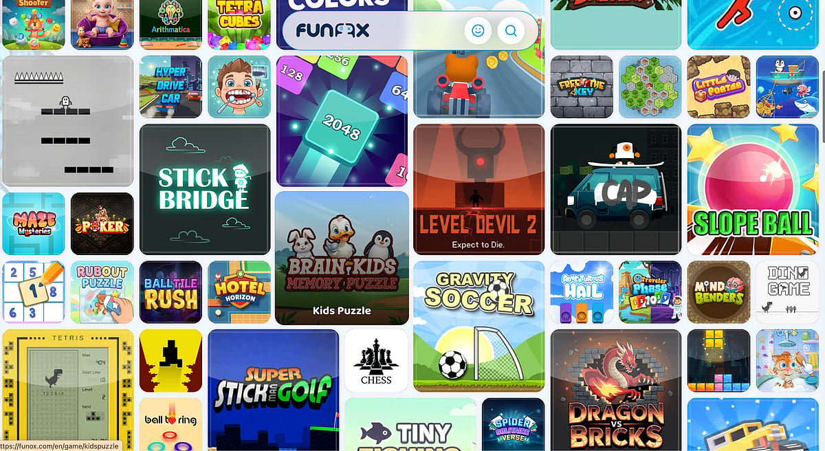 Online gaming hub with 2048, Slope Ball, and retro puzzles