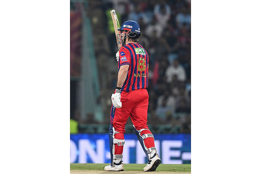 Lucknow Super Giants Mitchell Marsh celebrates his fifty runs IPL