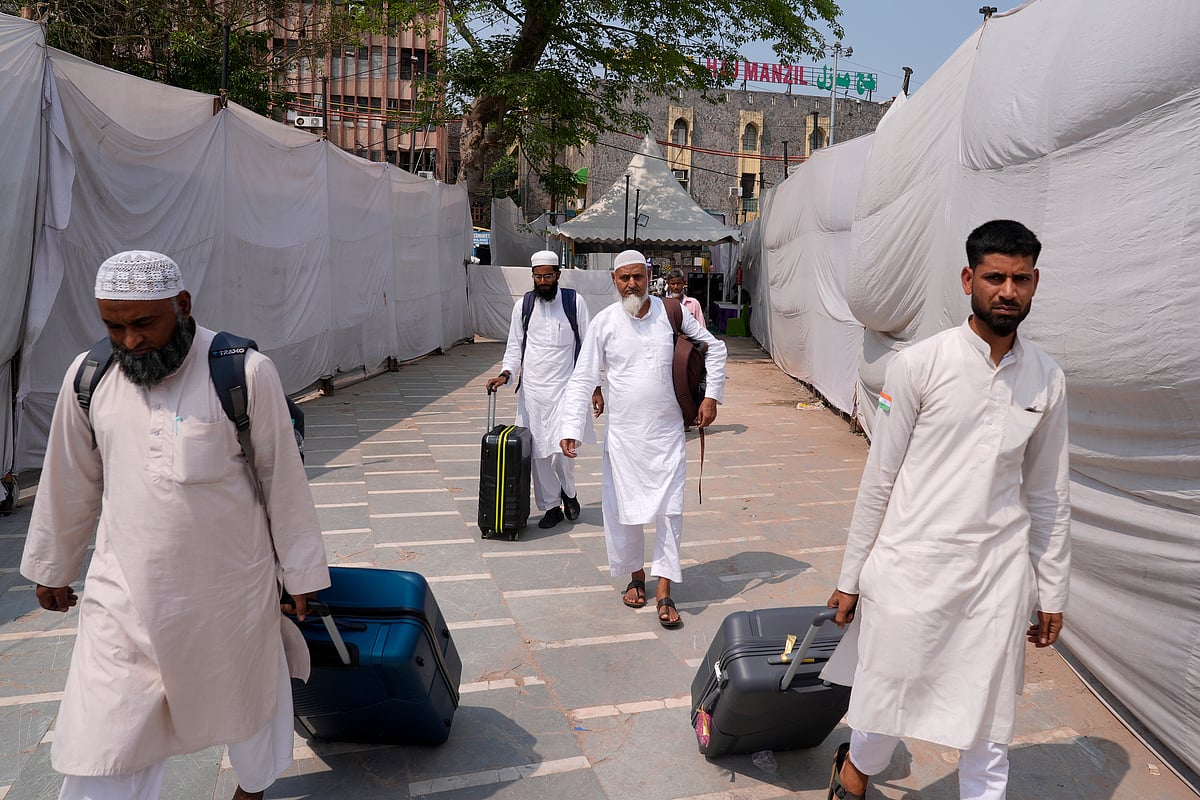 Haj pilgrims depart for Mecca, Saudi Arabia from Delhi's Haj Committee makeshift camops at Turkman Gate in Delhi. on May 06,2026  - SURESH K PANDEY