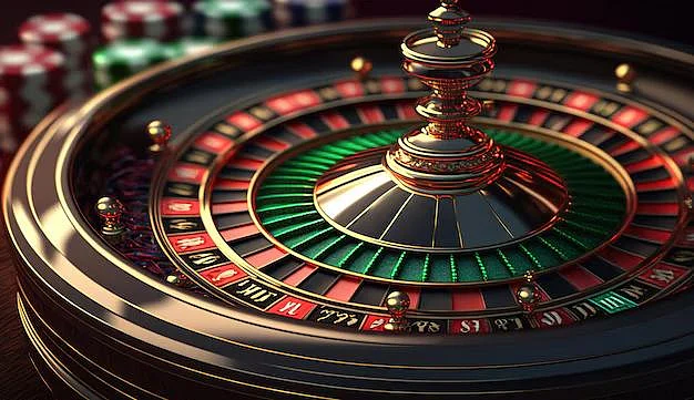 Close-up of a luxury roulette wheel with chips