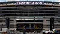 AP : A sign reading "FIFA World Cup 2026" is displayed at the MetLife Stadium in East Rutherford, New Jersey.
