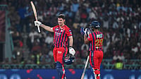 LSG Vs RCB, IPL Player Of The Match: Who Won POTM Award Yesterday In Indian Premier League 2026 Clash (AP Photo) : Lucknow Super Giants' Mitchell Marsh, left, celebrates his century with his batting partner Nicholas Pooran during the Indian Premier League cricket match between Royal Challengers Bengaluru and Lucknow Super Giants in Lucknow, India, Thursday, May 7, 2026.