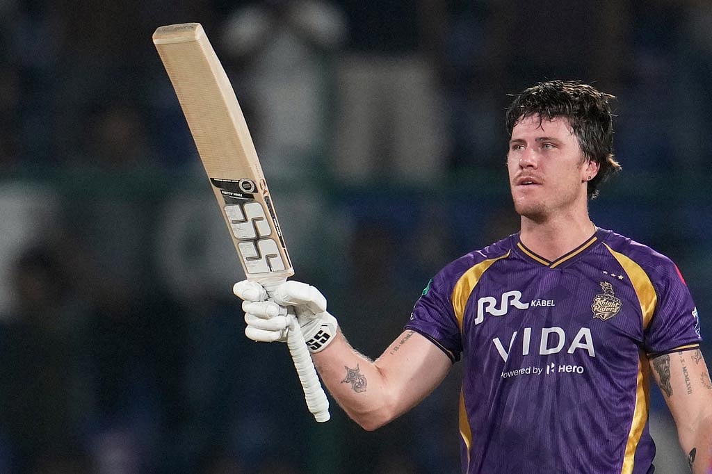 Kolkata Knight Riders Finn Allen celebrates his century