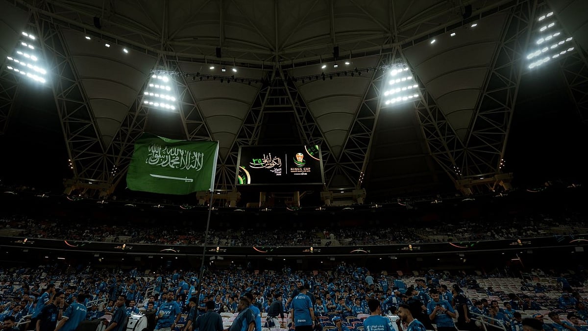 Al-Hilal fans in full voice ahead of their team's final match. - X/Alhilal_EN