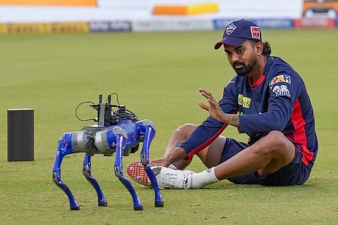 Delhi Capitals' KL Rahul during a warm-up session before an Indian Premier League (IPL) 2026 T20 cricket match between Delhi Capitals and Kolkata Knight Riders, in New Delhi.