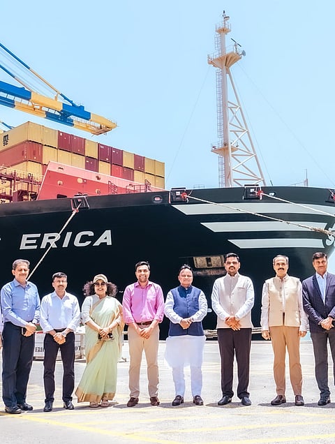 CM Mohan Charan Majhi with Minister for Industries Shri Sampad Chandra Swain, Chief Secretary Smt. Anu Garg, and Additional Chief Secretary (Industries, Home & I&PR) Shri Hemant Sharma, alongside a team of senior officials