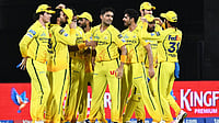 | Photo: AP : Chennai Super Kings' Anshul Kamboj, center, celebrates with teammates the wicket of Mumbai Indians' Will Jacks during the Indian Premier League cricket match between Chennai Super Kings and Mumbai Indians in Chennai, India.