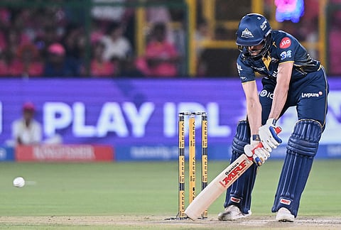 Gujarat Titans' captain Shubman Gill plays a shot during the Indian Premier League cricket match between Rajasthan Royals and Gujarat Titans in Jaipur.