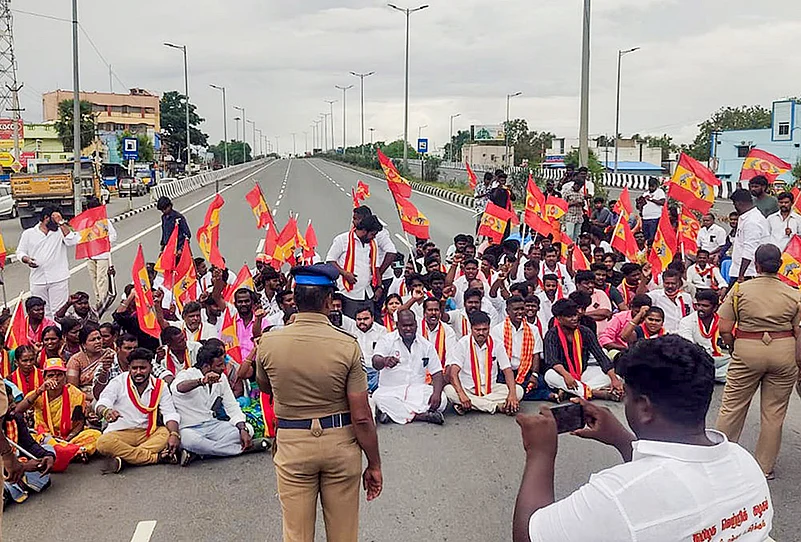 TN polls: TVK members protest