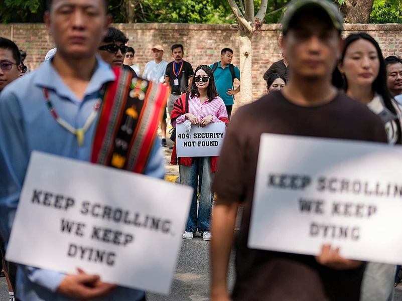 Naga Union students protest in Delhi