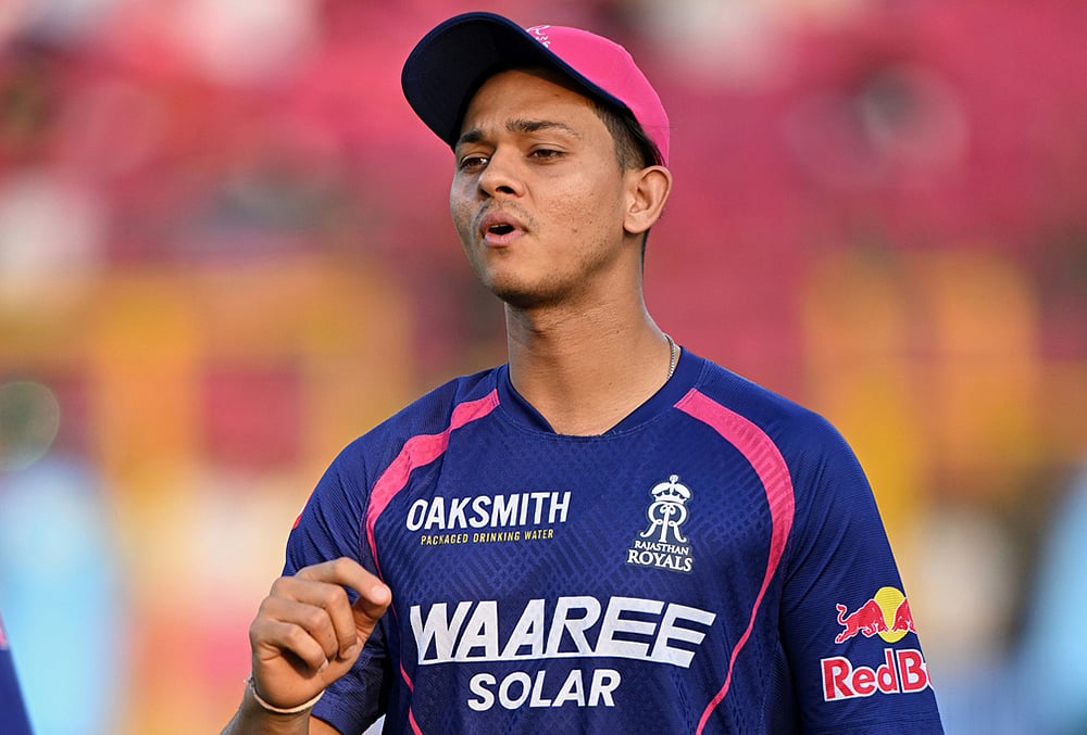 Rajasthan Royals' Yashasvi Jaiswal warms up before the start of the Indian Premier League cricket match between Rajasthan Royals and Gujarat Titans in Jaipur. - | Photo: AP