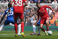 | Photo: AP/Ian Hodgson : Liverpool's Dominik Szoboszlai in action during the Premier League soccer match between Liverpool and Chelsea in Liverpool, England.