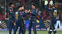 RR Vs GT, IPL Player Of The Match: Who Won POTM Award Yesterday In Indian Premier League 2026 Clash | Photo: AP/STR : Gujarat Titans' Rashid Khan celebrates with teammates the wicket of Rajasthan Royals' Donovan Ferreira during the Indian Premier League cricket match between Rajasthan Royals and Gujarat Titans in Jaipur, India, Saturday, May 9, 2026.