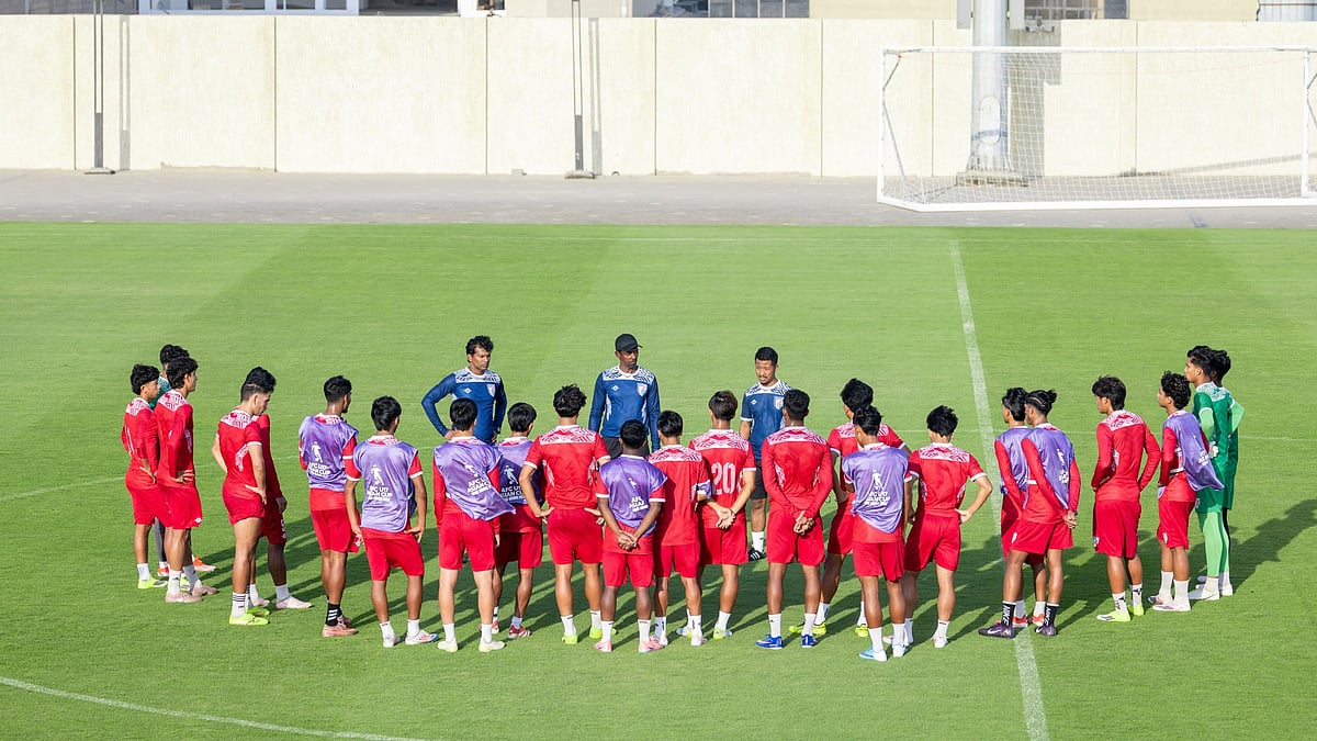 India players in training ahead of their AFC U-17 Asian Cup match against Uzbekistan on May 10, 2026. - | Photo: AIFF