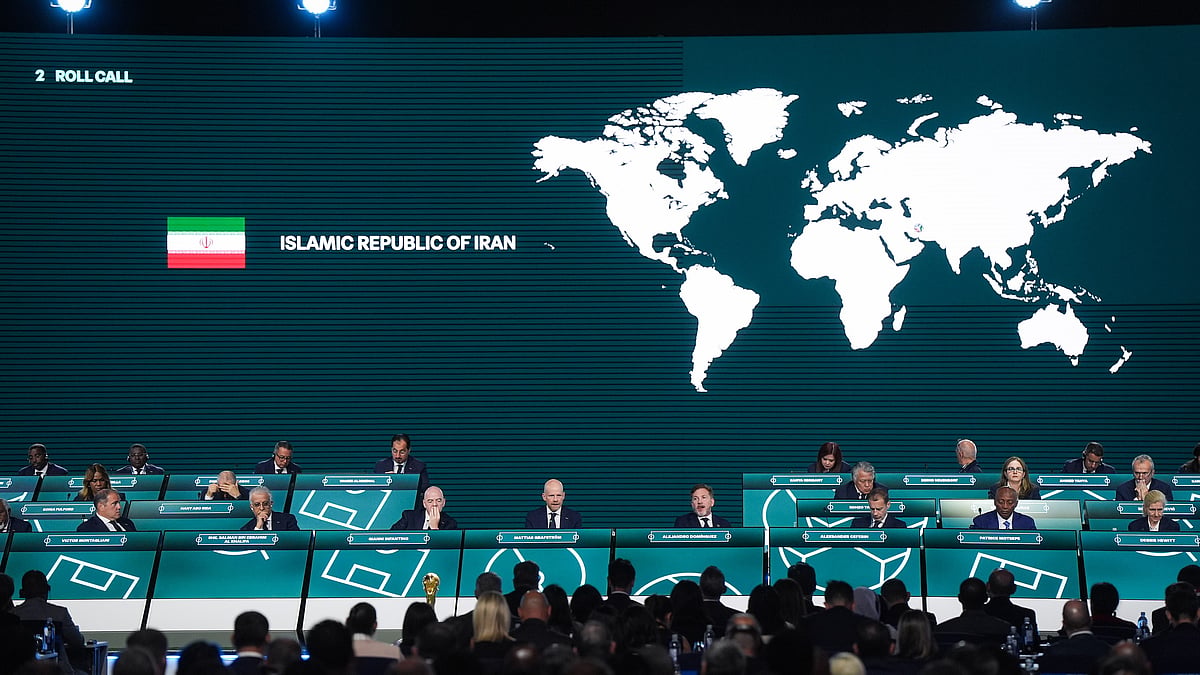 Iran is marked absent as FIFA Secretary General Mattias Grafstrom, fourth from front left, conducts roll call during the 76th FIFA Congress in Vancouver, British Columbia, Thursday, April 30, 2026. - | Photo: Darryl Dyck/The Canadian Press via AP