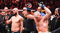 UFC 328: Sean Strickland Defeats Khamzat Chimaev To Become New Middleweight Champion UFC : Sean Strickland (right) reacts after beating Khamzat Chimaev.