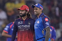 Royal Challengers Bengaluru Vs Mumbai Indians Match 54 IPL 2026 - See Best Photos From SV Narayan Cricket Stadium | Photo: AP/Mahesh Kumar A. : Royal Challengers Bengaluru's captain Rajat Patidar, left, and Mumbai Indians' captain Suryakumar Yadav stands before toss during the Indian Premier League cricket match between Royal Challengers Bengaluru and Mumbai Indians in Raipur, India.