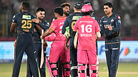 | Photo: AP/STR : Gujarat Titans' captain Shubman Gill, right, meets Rajasthan Royals players after winning the Indian Premier League cricket match between Rajasthan Royals and Gujarat Titans in Jaipur, India, Saturday, May 9, 2026.