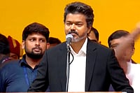| Photo: @TVKVijayHQ-Offl/YT via PTI  : **EDS: THIRD PARTY IMAGE** In this screengrab from a video posted on May 10, 2026, Tamilaga Vettri Kazhagam (TVK) chief C Joseph Vijay takes oath as the Tamil Nadu Chief Minister during the swearing-in ceremony, at Jawaharlal Nehru Stadium, in Chennai.