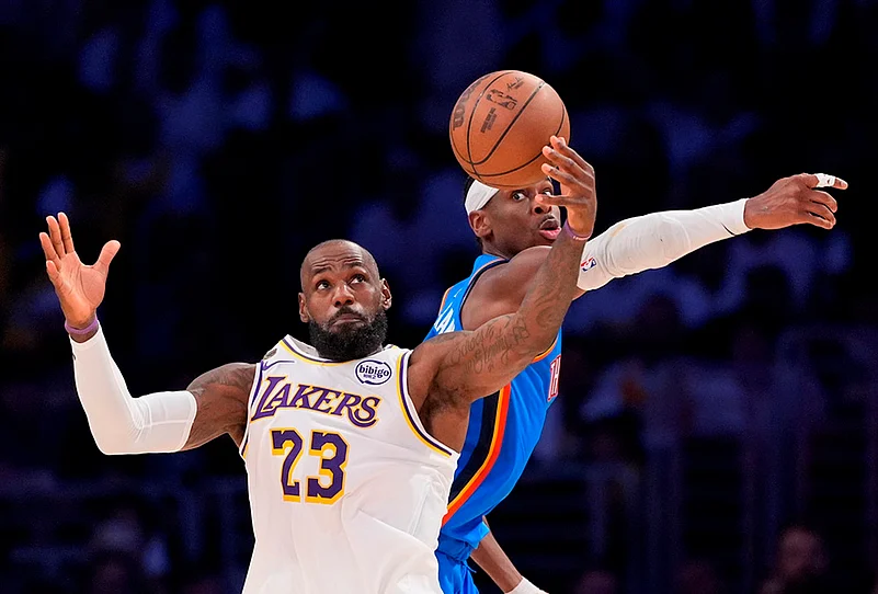 NBA basketball playoffs series Lakers vs Thunder-LeBron James