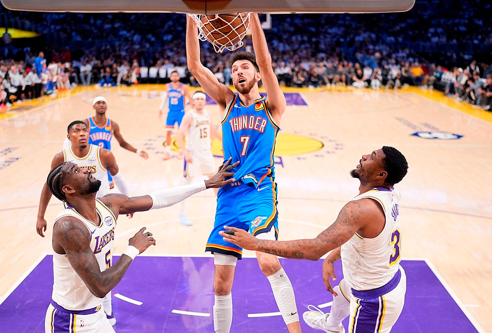 NBA basketball playoffs series Lakers vs Thunder-Chet Holmgren