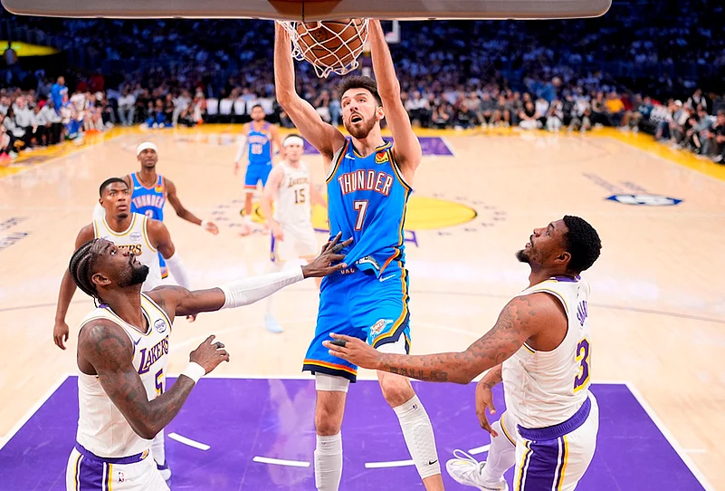 NBA basketball playoffs series Lakers vs Thunder-Chet Holmgren