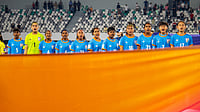 India 0-2 China Live Score, AFC U17 Women's Asian Cup QF: Young Tigresses On Backfoot In Second Half Photo: X/AIFF : Indian players sing the national anthem ahead of their AFC U17 Women's Asian Cup quarter-final match against China in Suzhou.