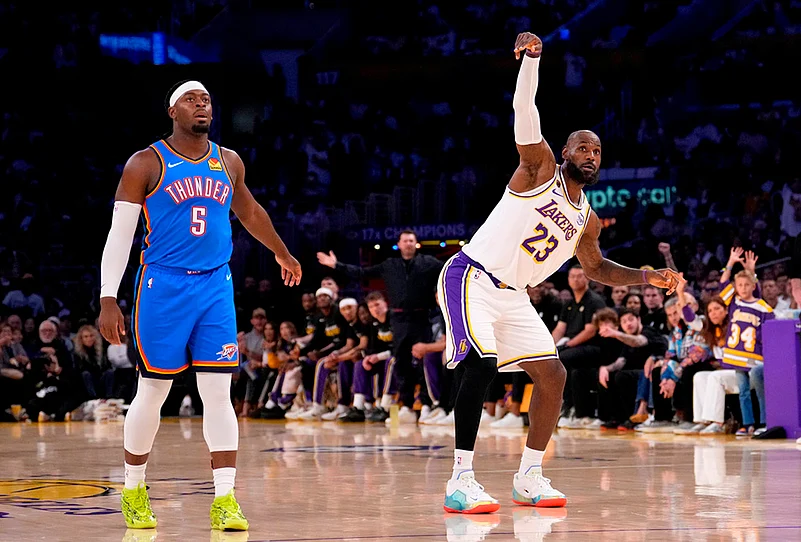 NBA basketball playoffs series Lakers vs Thunder-Luguentz Dort