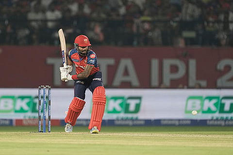 Punjab Kings' captain Shreyas Iyer plays a shot during the Indian Premier League cricket match between Delhi Capitals and Punjab Kings in Dharamshala, India.
