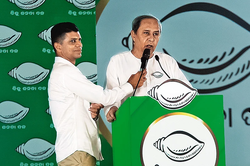 Naveen Patnaik at a rally in Sambalpur, Odisha
