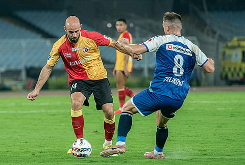 Mohamad Basim Rashid of East Bengal FC during match 66 of Indian Super League played between EBFC and PFC at the Vivekananda Yuva Bharati Krirangan at Salt lake in Kolkata.