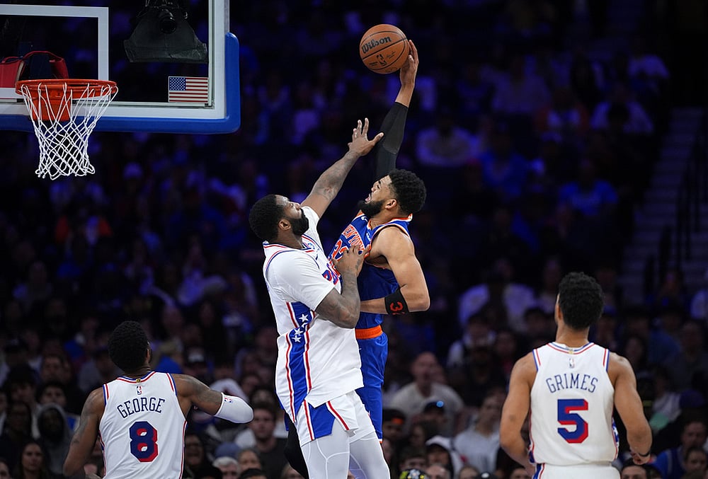 NBA basketball playoffs second-round Game 4 Knicks vs 76ers-Karl-Anthony Towns