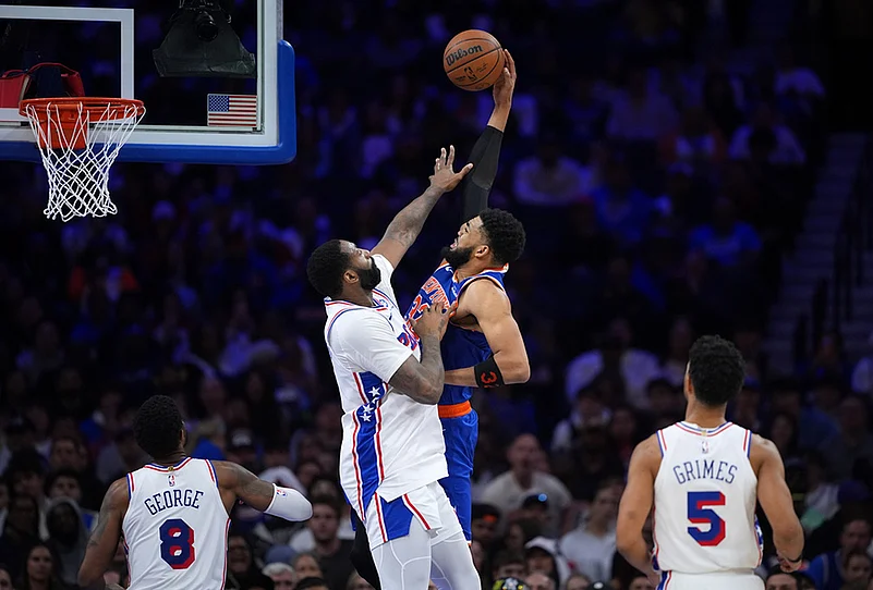 NBA basketball playoffs second-round Game 4 Knicks vs 76ers-Karl-Anthony Towns
