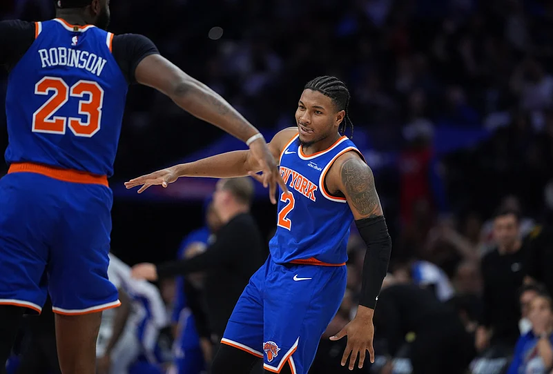 NBA basketball playoffs second-round Game 4 Knicks vs 76ers-Miles McBride