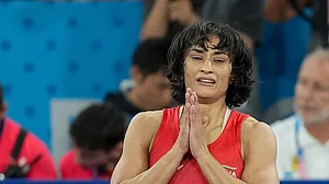 File photo of Indian wrestler Vinesh Phogat competing at the Paris Olympic Games.