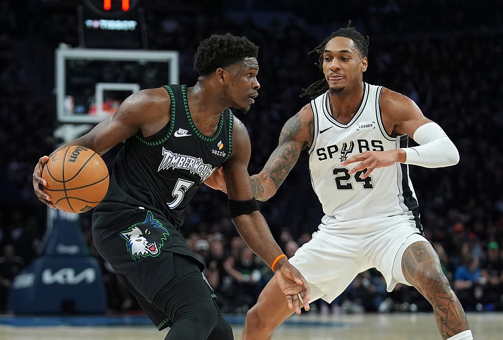 NBA basketball playoffs second-round Game 4 Spurs vs Timberwolves-Anthony Edwards