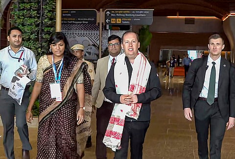 US envoy to India Sergio Gor arrives to attend swearing-in ceremony of the Assam government, in Guwahati.