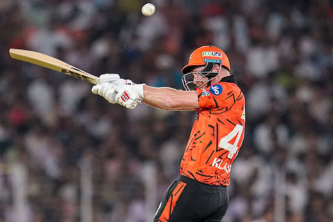Sunrisers Hyderabad's Heinrich Klassen plays a shot during an Indian Premier League (IPL) 2026 T20 cricket match between Gujarat Titans and Sunrisers Hyderbad, in Ahmedabad, Gujarat